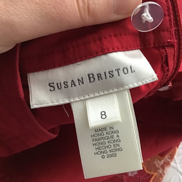 Susan Bristol Red Skirt With Beading and Floral Details Size 8 - Picture 10 of 11